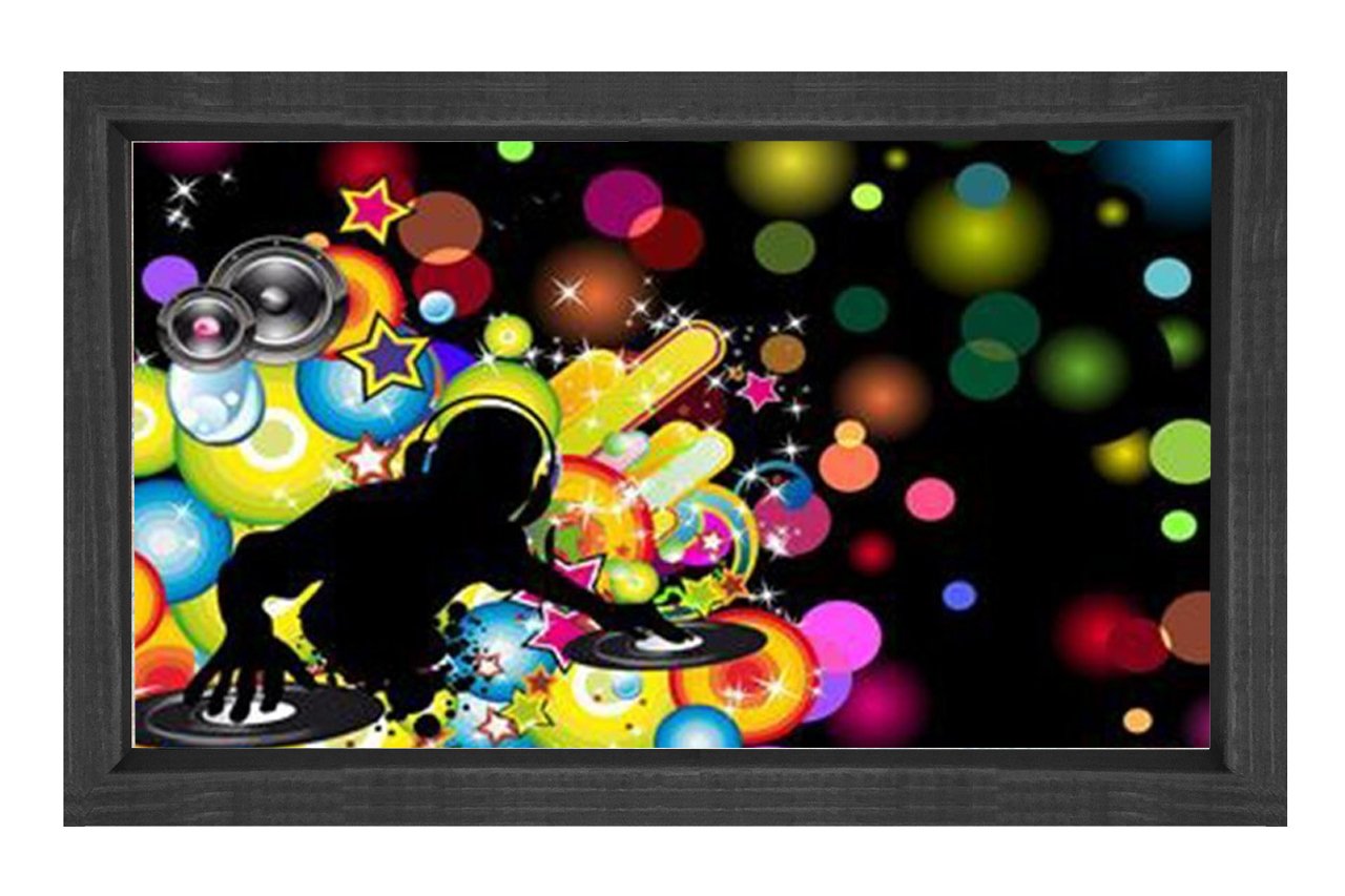 Dj Müzik Eğlence Tablosu Siyah Ahşap Çerçeve - 40x60