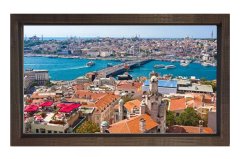 İstanbul Manzarası Tablosu Kahverengi Ahşap Çerçeve - 40x60