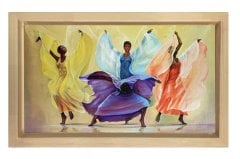 Renkli Dansörler Tablosu Naturel Ahşap Çerçeve - 100x200