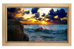 Güneş Batımı ve Deniz Kıyısı Tablosu Naturel Ahşap - 100x200