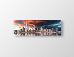 Şehir Kıyısı  Gökdelenler Tablosu Çerçevesiz - 180x60