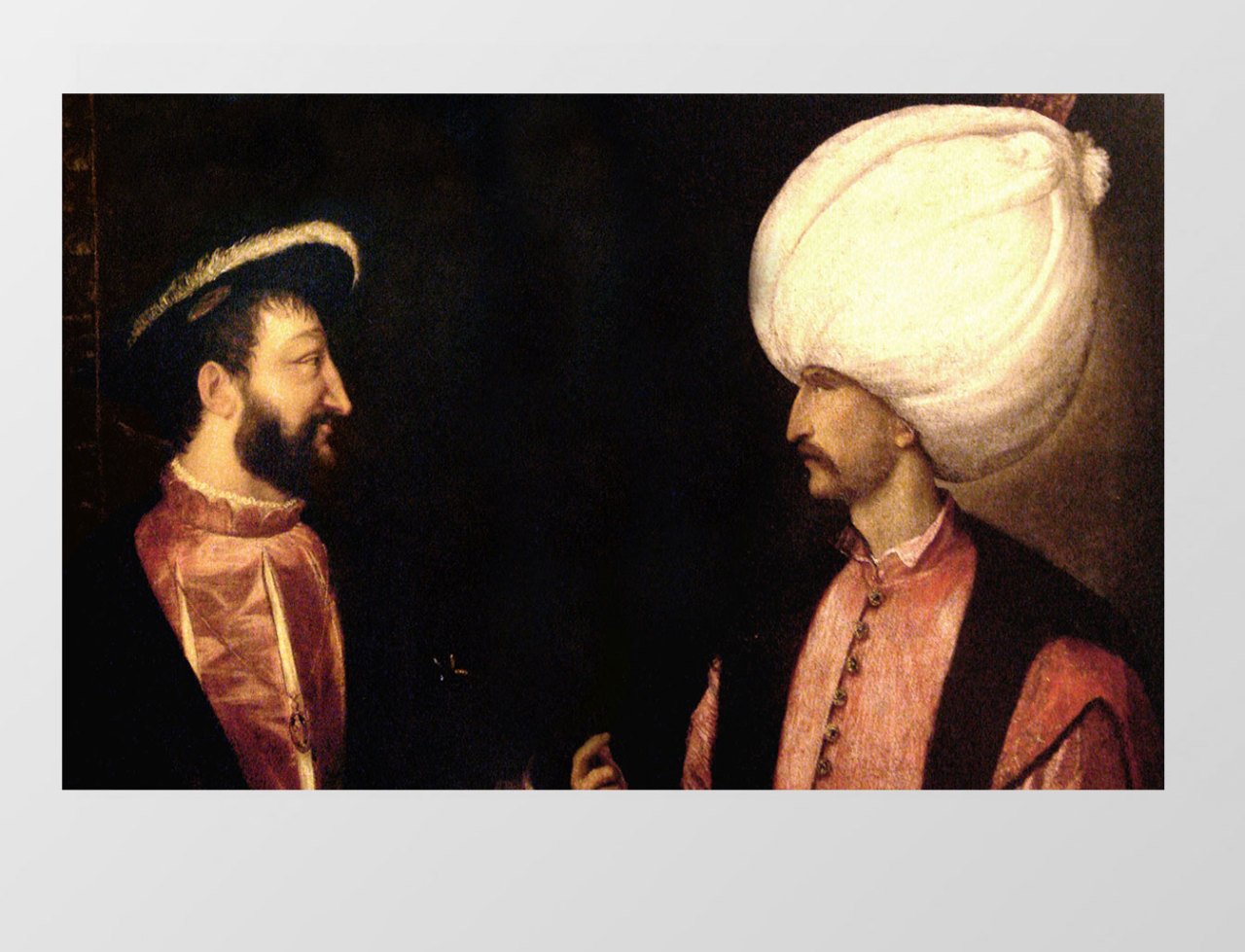 Sultan Süleyman ve Şarlken Tablosu Çerçevesiz - 50x90