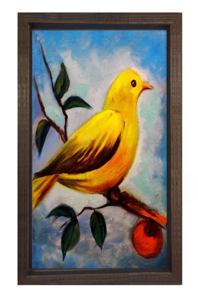 Muhabbet kuşu Tablosu Kahverengi Ahşap Çerçeve - 50x90