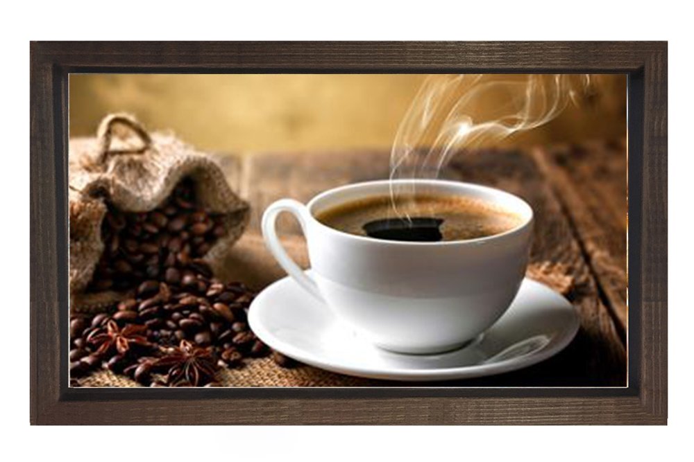 Kahve Kupası Ve Kahve Tablosu Kahverengi Ahşap - 45x30