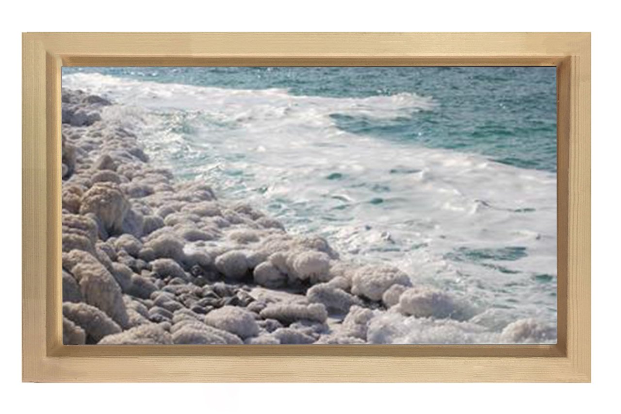 Taşlık Deniz Manzarası Tablosu Naturel Ahşap Çerçeve - 100x200