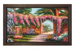 Çiçekli yol Tablosu Kahverengi Ahşap - 40x60