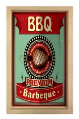 Barbekü Vintage Afiş Tablosu Naturel Ahşap - 45x30