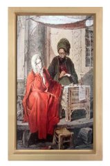 Osmanlı Kadını Ve Adam Tablosu Naturel Ahşap Çerçeve - 100x200