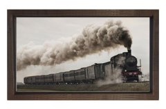 Lokomotif Tablosu Tablosu Kahverengi Ahşap Çerçeve - 40x60