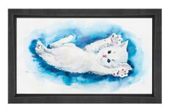 Kedicik Tablosu Siyah Ahşap Çerçeve - 50x90
