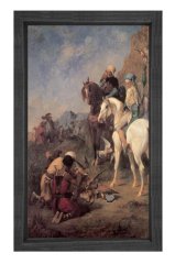 Çölde Konaklama Tablosu Siyah Ahşap Çerçeve - 45x30