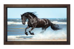 Siyah at Tablosu Kahverengi Ahşap Çerçeve - 100x150