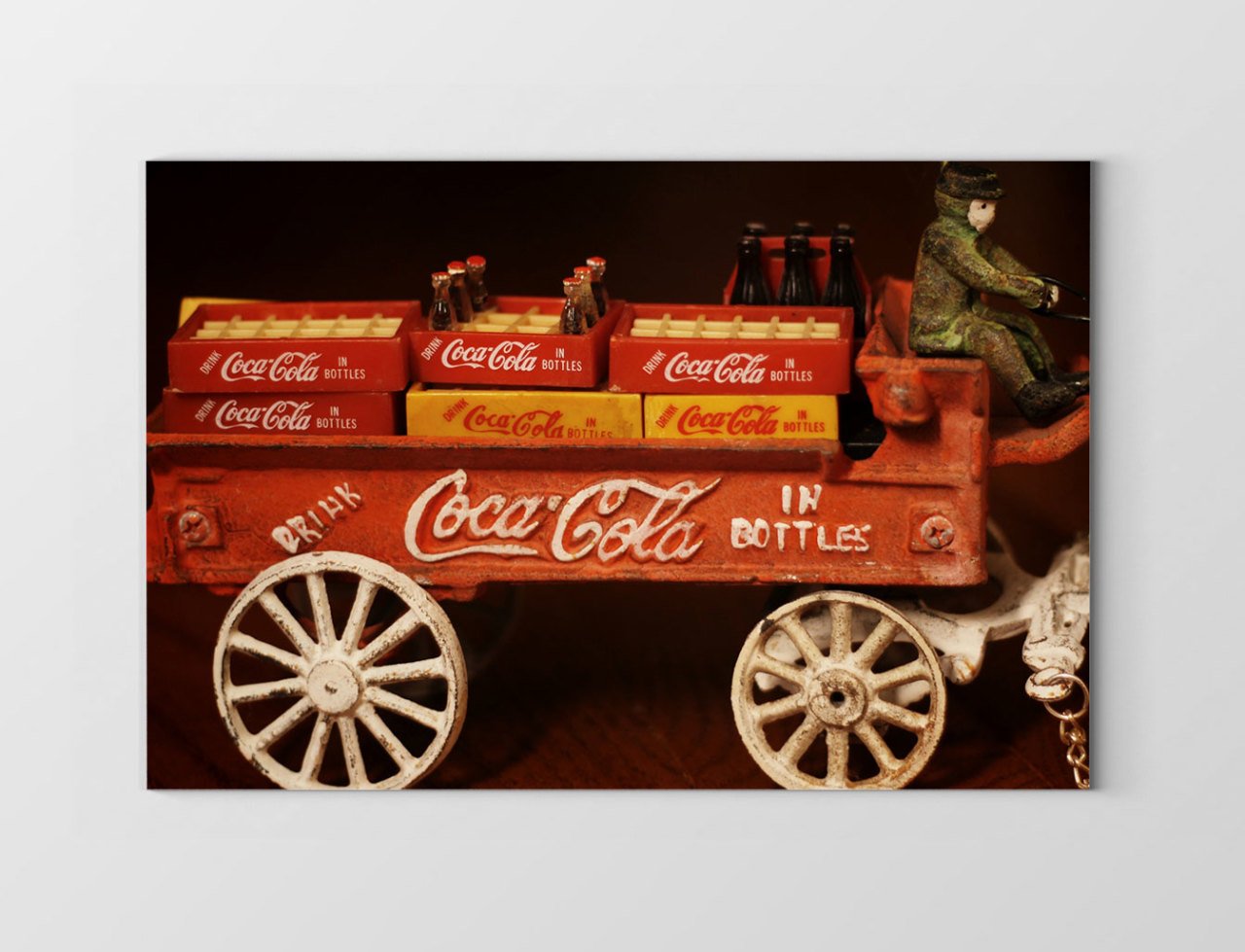 Vintage Coke Cola Arabası Tablosu Çerçevesiz - 100x150