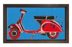 Mavi Pop Art Motor Tablosu Kahverengi Ahşap Çerçeve - 50x70