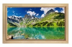 Muhtesem Göl Ve Dağ Tablosu Naturel Ahşap - 100x200