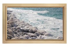 Taşlık Deniz Manzarası Tablosu Naturel Ahşap Çerçeve - 50x70