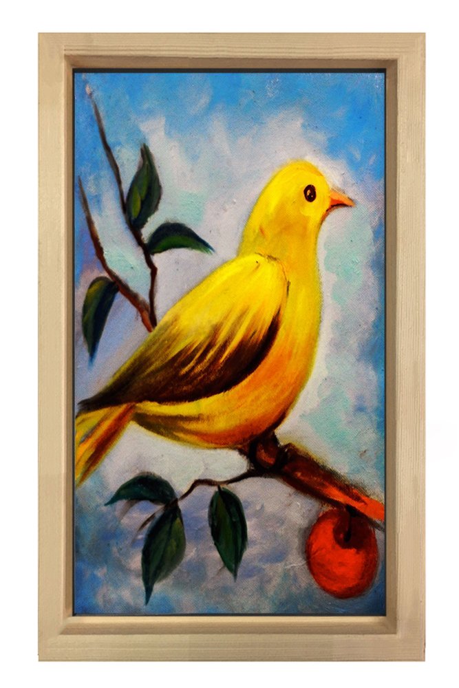 Muhabbet kuşu Tablosu Naturel Ahşap Çerçeve - 100x200