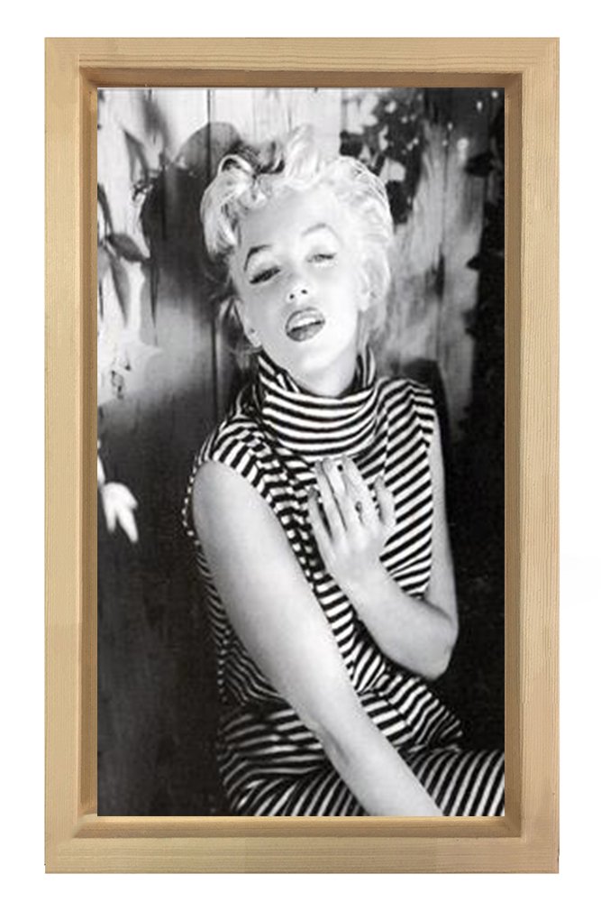 Marilyn Monroe Siyah Beyaz Tablosu Naturel Ahşap Çerçeve - 40x60