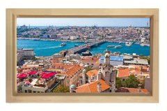 İstanbul Manzarası Tablosu Naturel Ahşap Çerçeve - 40x60