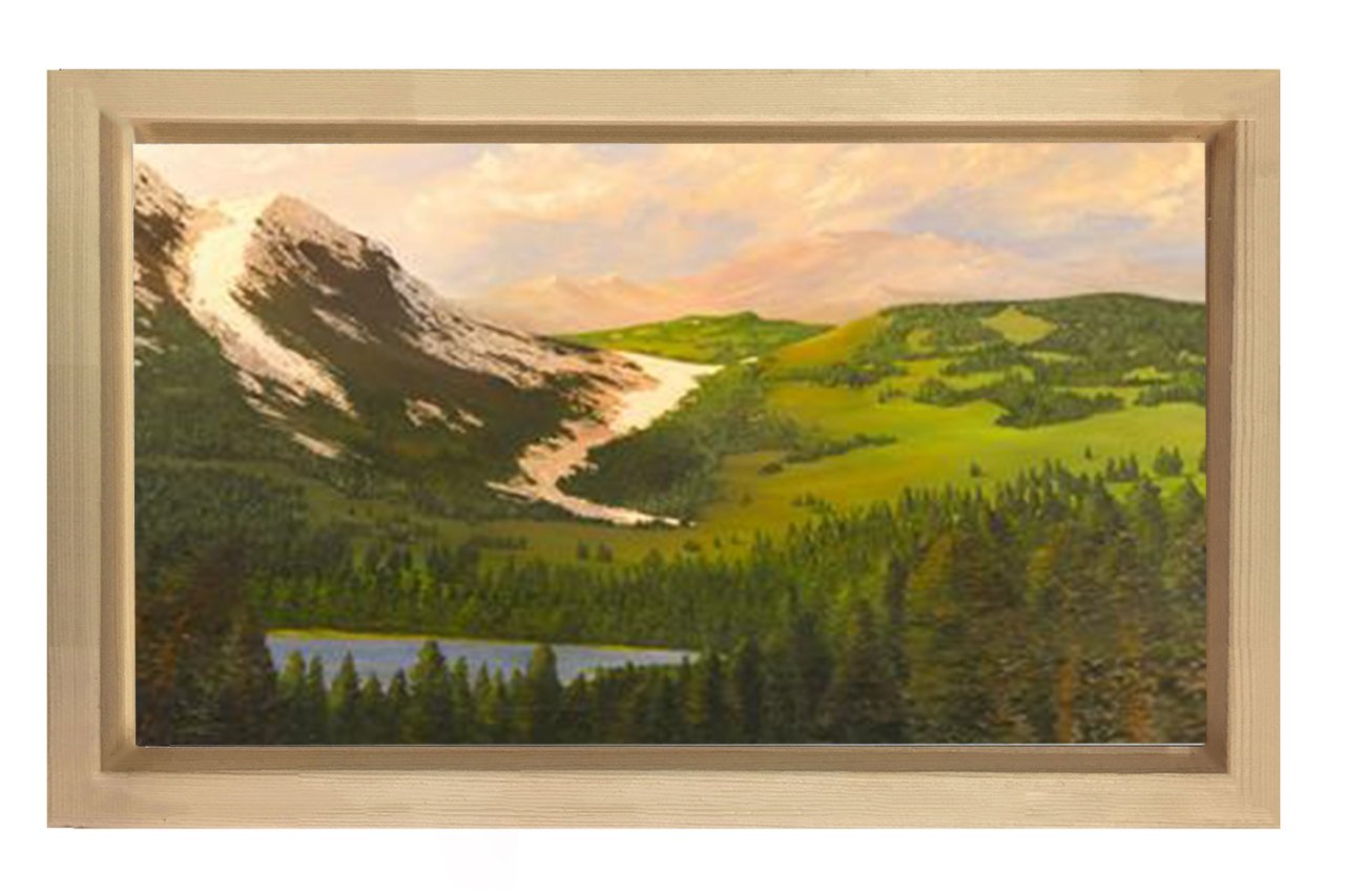 Yeşil Dağlar Tablosu Naturel Ahşap - 40x60