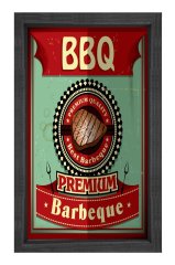 Barbekü Vintage Afiş Tablosu Siyah Ahşap - 100x200
