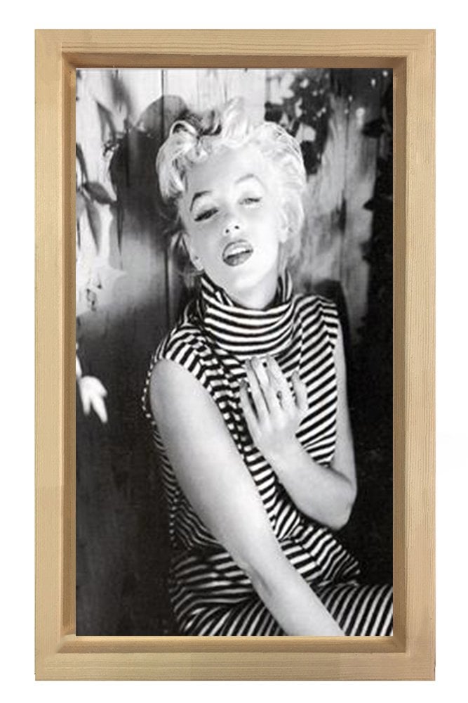 Marilyn Monroe Siyah Beyaz Tablosu Naturel Ahşap Çerçeve - 45x30
