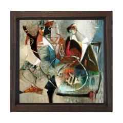 Soyut Reprodüksiyon Tablosu Kahverengi Ahşap Çerçeve - 100x100