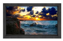 Güneş Batımı ve Deniz Kıyısı Tablosu Siyah Ahşap - 40x60