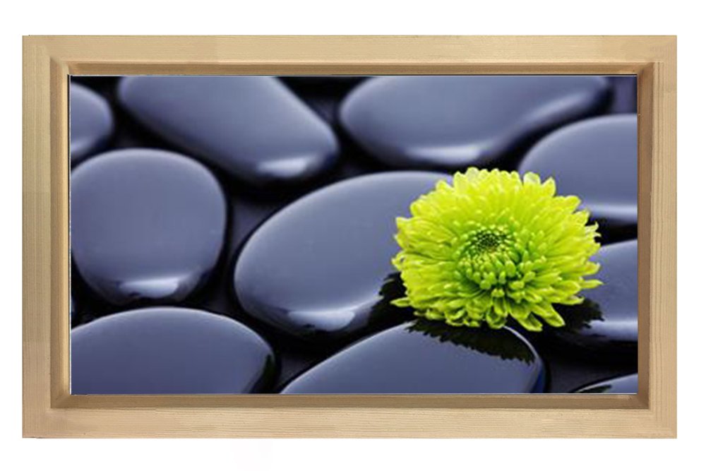 Siyah Taşlar Tablosu Naturel Ahşap - 50x90