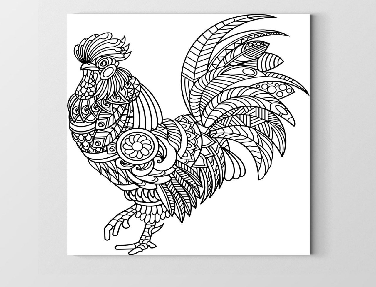 Mandala Horoz Tablosu Çerçevesiz - 80x80