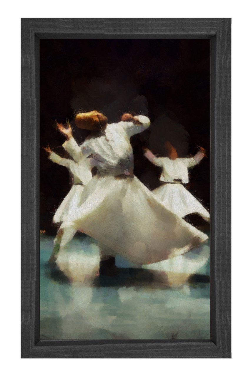 Semazenler Tablosu Siyah Ahşap Çerçeve - 100x150