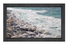 Taşlık Deniz Manzarası Tablosu Siyah Ahşap Çerçeve - 45x30