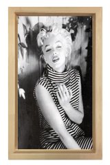 Marilyn Monroe Siyah Beyaz Tablosu Naturel Ahşap Çerçeve - 70x100