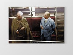 Atatürk ve İran Şahı Tablosu Çerçevesiz - 40x60