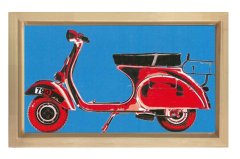 Mavi Pop Art Motor Tablosu Naturel Ahşap Çerçeve - 50x90
