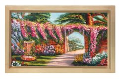 Çiçekli yol Tablosu Naturel Ahşap - 70x100