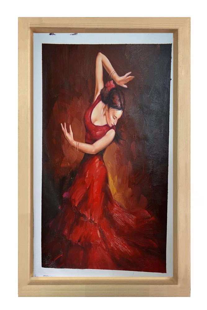 Tango Çifti Tablosu Naturel Ahşap Çerçeve - 45x30