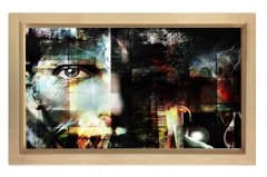 Soyut Yüz Duvarı Tablosu Naturel Ahşap - 40x60