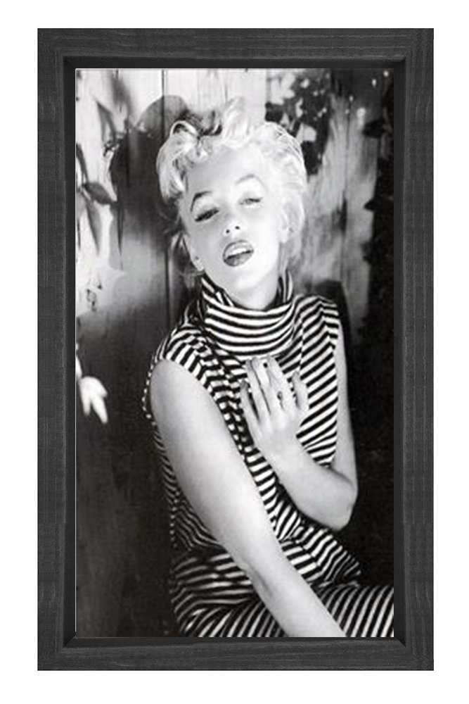 Marilyn Monroe Siyah Beyaz Tablosu Siyah Ahşap Çerçeve - 50x70