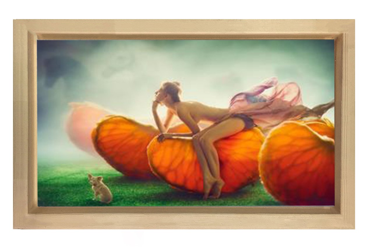Portakal Kadını Tablosu Naturel Ahşap Çerçeve - 100x200