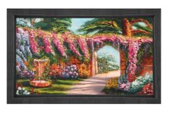 Çiçekli yol Tablosu Siyah Ahşap - 40x60