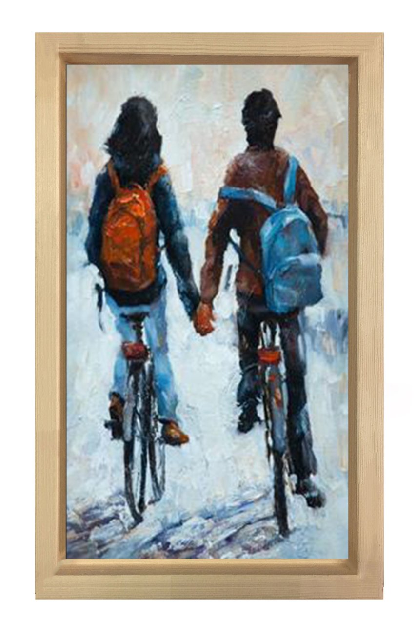 Romantik Çift Tablosu Naturel Ahşap - 70x100