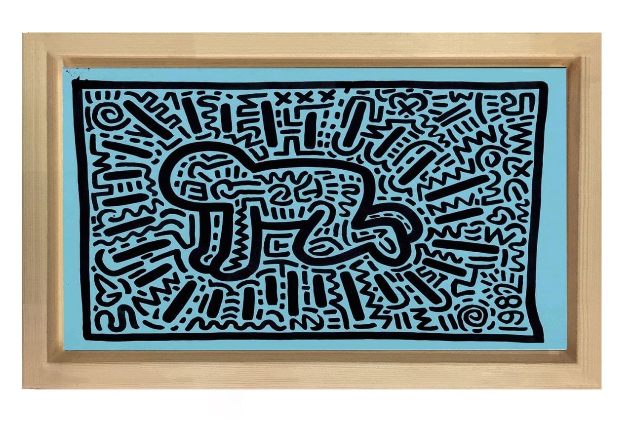 Çizgiler Ve Adam Tablosu Naturel Ahşap Çerçeve - 50x90