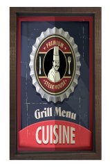 Steak House Menu Reklam Afiş Tablosu Kahverengi Ahşap - 50x90