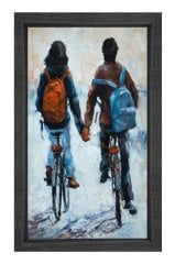 Romantik Çift Tablosu Siyah Ahşap - 100x150