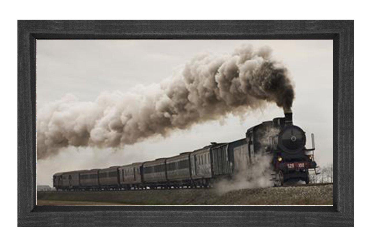 Lokomotif Tablosu Tablosu Siyah Ahşap Çerçeve - 45x30