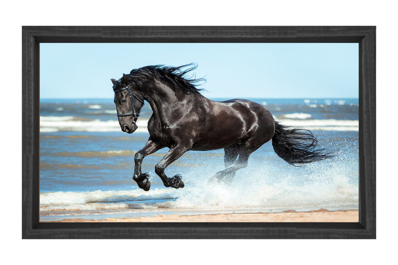 Siyah at Tablosu Siyah Ahşap Çerçeve - 100x200