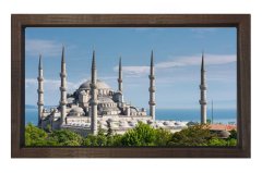 Sultan Ahmet Cami Tablosu Kahverengi Ahşap Çerçeve - 40x60