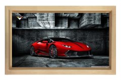 Kırmızı Ferrari Tablosu Naturel Ahşap Çerçeve - 40x60