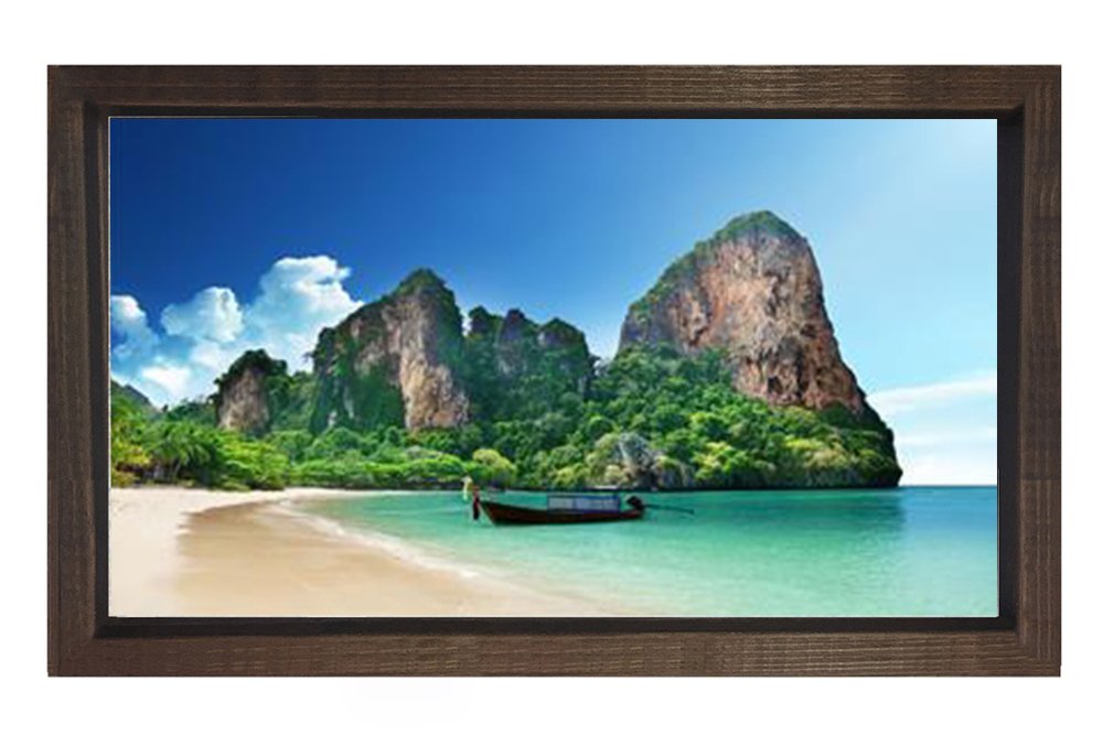 Issız Ada Tablosu Kahverengi Ahşap - 45x30